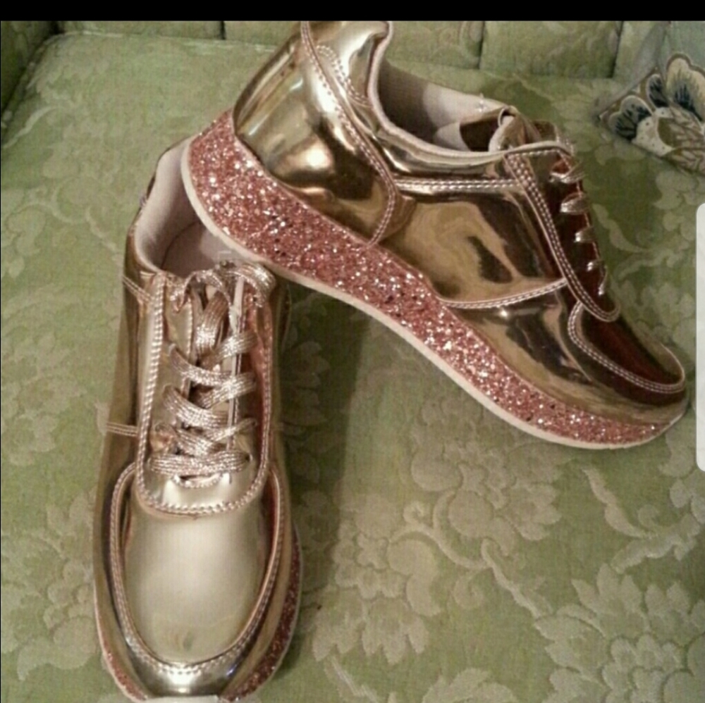 Rose Gold Sneakers NIB sz 10